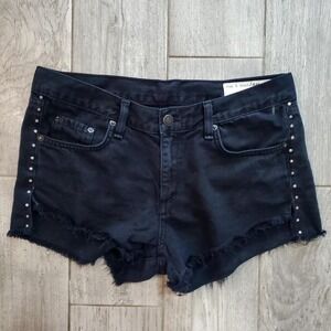 Rag & Bone black cut off jean shorts with studs, size 27‎ (womens size 4)